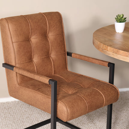 Eetkamerstoel cognac microvezel Milan