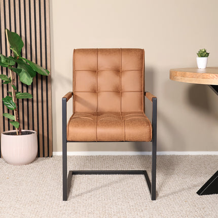 Eetkamerstoel cognac microvezel Milan