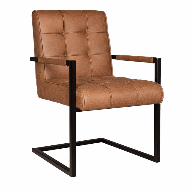 Eetkamerstoel cognac microvezel Milan