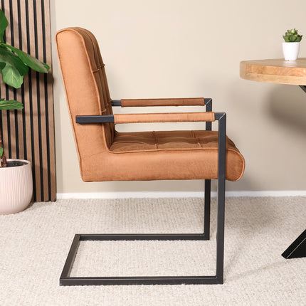 Eetkamerstoel cognac microvezel Milan