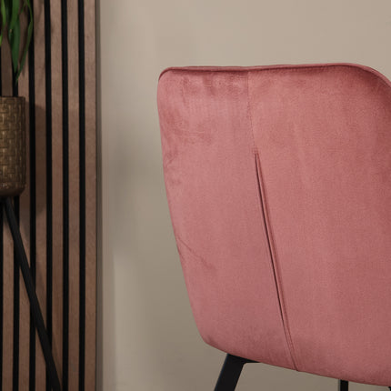 SET DEAL 6 stuks: Eetkamerstoel roze velvet Yurgan