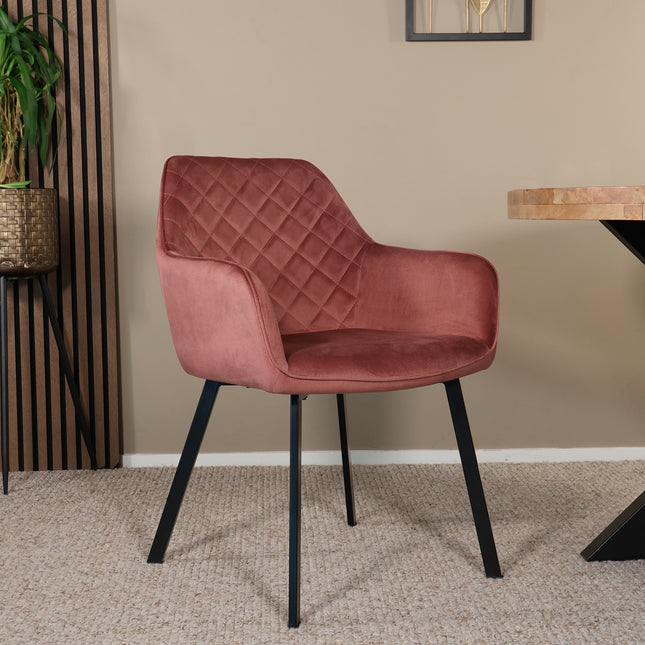 Eetkamerstoel roze velvet Yurgan