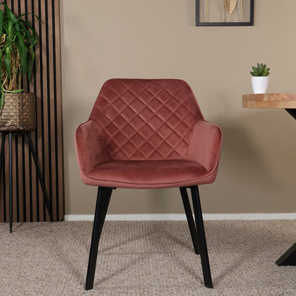 SET DEAL 6 stuks: Eetkamerstoel roze velvet Yurgan