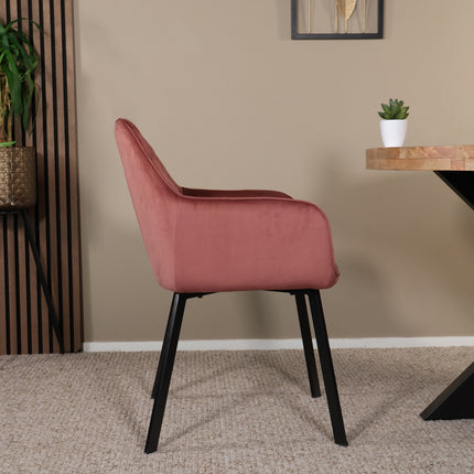 Eetkamerstoel roze velvet Yurgan