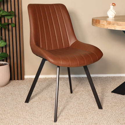 SET DEAL: 6 Eetkamerstoelen cognac kunstleder Susta