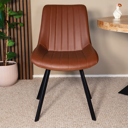 SET DEAL: 6 Eetkamerstoelen cognac kunstleder Susta
