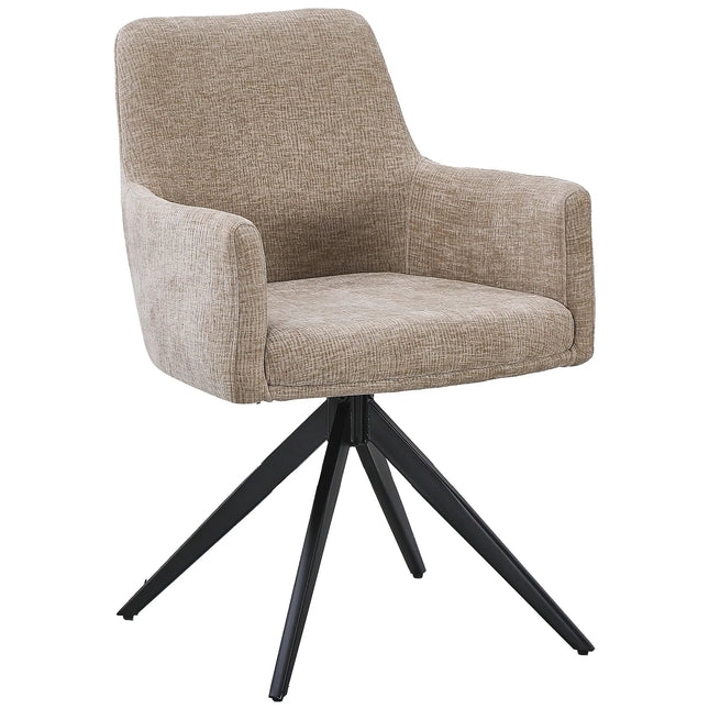 SET DEAL 6 stuks: Eetkamerstoel draaibaar taupe chenille Nola