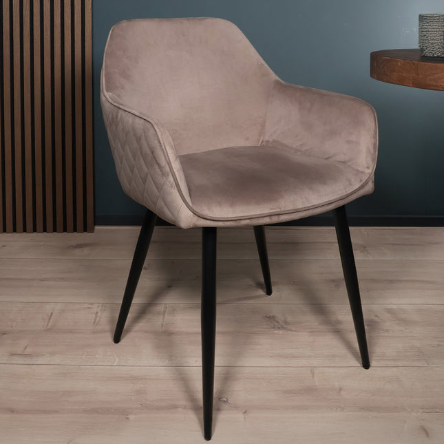 Eetkamerstoel taupe velvet Ares