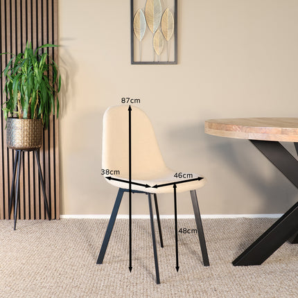 SET DEAL: 4 Eetkamerstoelen zand teddy Simpy