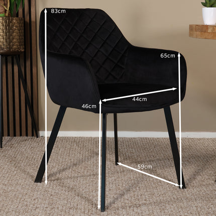 SET DEAL 4 stuks: Eetkamerstoel zwart velvet Yurgan