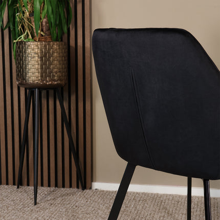 SET DEAL 4 stuks: Eetkamerstoel zwart velvet Yurgan