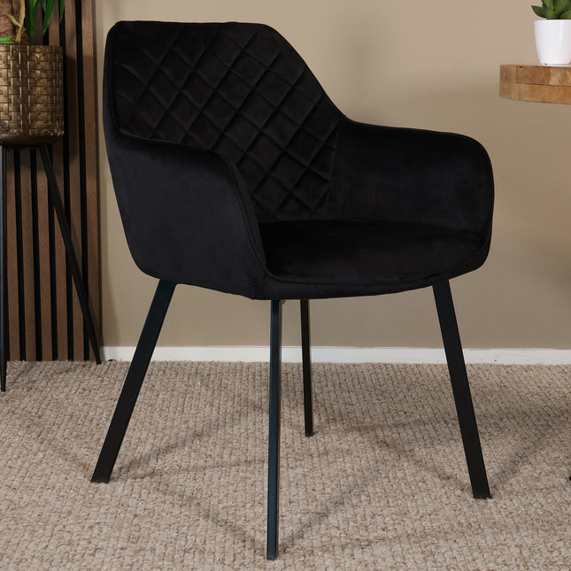 SET DEAL 6 stuks: Eetkamerstoel zwart velvet Yurgan