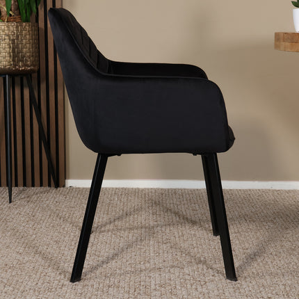 SET DEAL 4 stuks: Eetkamerstoel zwart velvet Yurgan