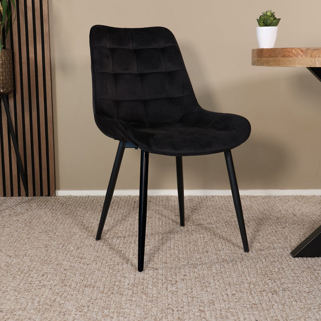 Eetkamerstoel zwart velvet de Vince