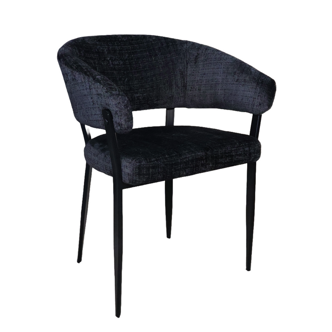 SET DEAL: 6 Eetkamerstoelen zwart chenille Ziva