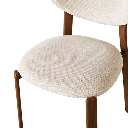 SET DEAL 6 stuks: Eetkamerstoel Japandi beige Benja walnoot