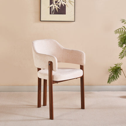SET DEAL 6 stuks: Eetkamerstoel Japandi beige Bjorn walnoot