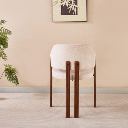 SET DEAL 6 stuks: Eetkamerstoel Japandi beige Bjorn walnoot