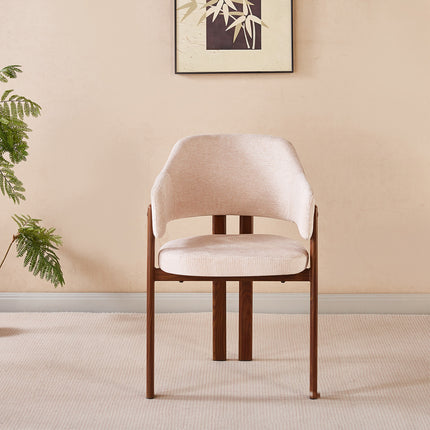 SET DEAL 6 stuks: Eetkamerstoel Japandi beige Bjorn walnoot