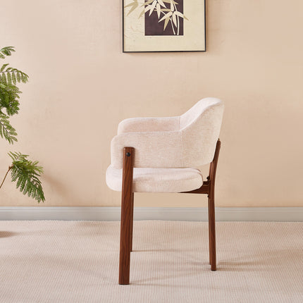 SET DEAL 6 stuks: Eetkamerstoel Japandi beige Bjorn walnoot