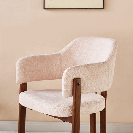 SET DEAL 6 stuks: Eetkamerstoel Japandi beige Bjorn walnoot