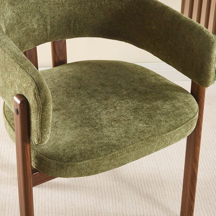 Eetkamerstoel Japandi groen Bjorn walnoot