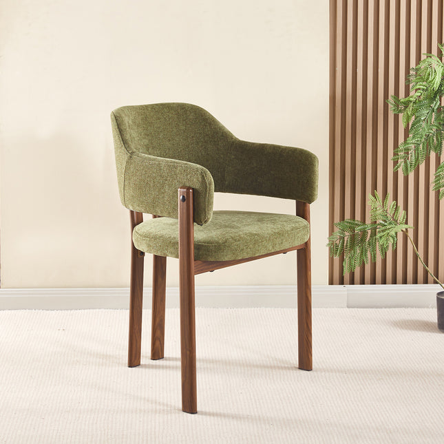 SET DEAL 4 stuks: Eetkamerstoel Japandi groen Bjorn walnoot