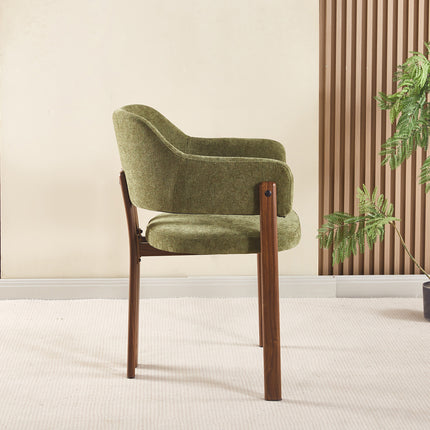 Eetkamerstoel Japandi groen Bjorn walnoot