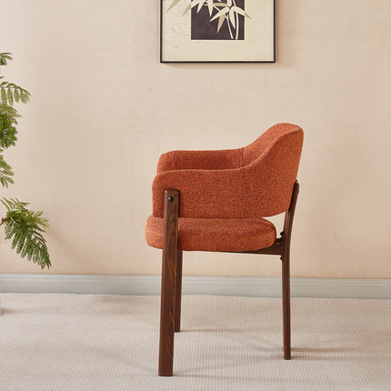 SET DEAL 4 stuks: Eetkamerstoel Japandi oranje Bjorn walnoot