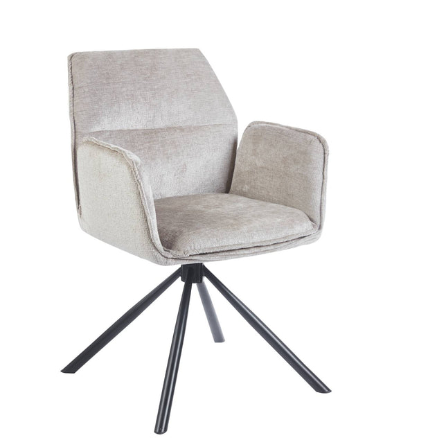 SET DEAL 6 stuks: Eetkamerstoel draaibaar Capri grijs chenille