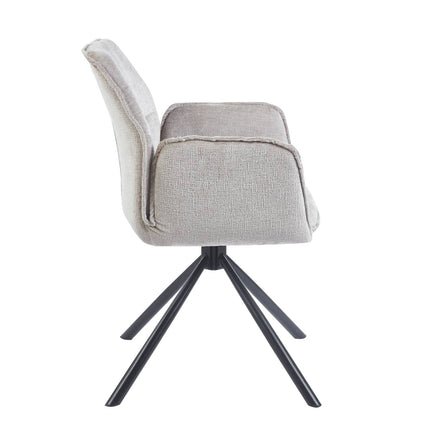 SET DEAL 6 stuks: Eetkamerstoel draaibaar Capri grijs chenille