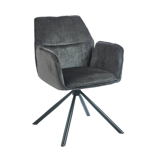 SET DEAL 6 stuks: Eetkamerstoel draaibaar Capri zwart chenille