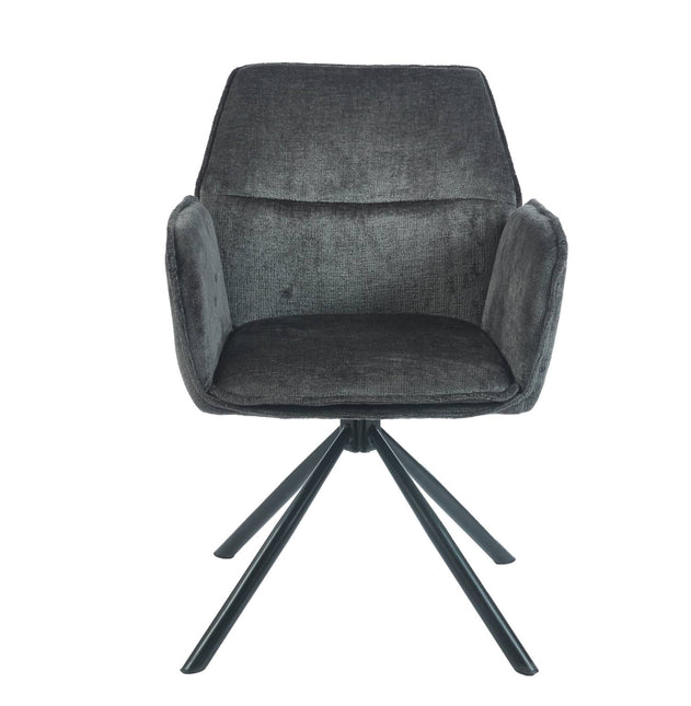 SET DEAL 4 stuks: Eetkamerstoel draaibaar Capri zwart chenille