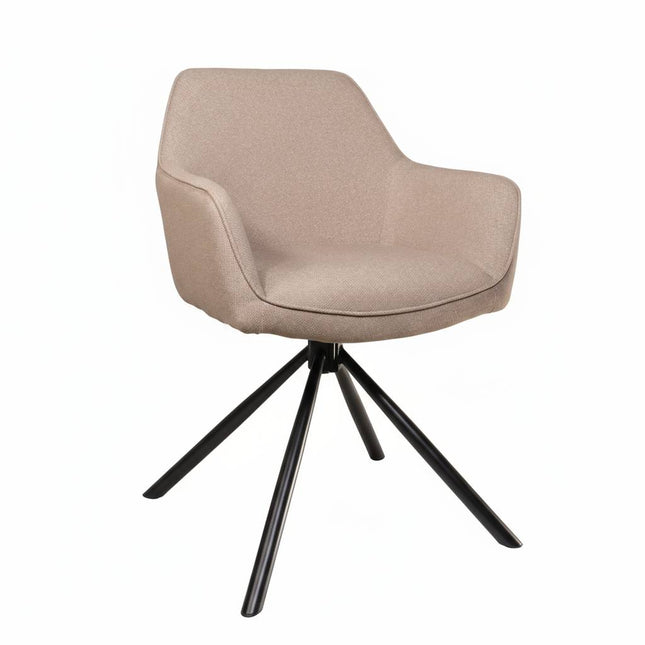 SET DEAL 6 stuks: Eetkamerstoel draaibaar Dakota taupe stof