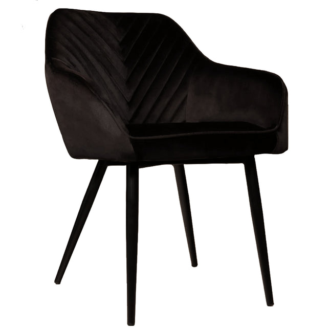 SET DEAL 6 stuks: Eetkamerstoel zwart velvet Darcio