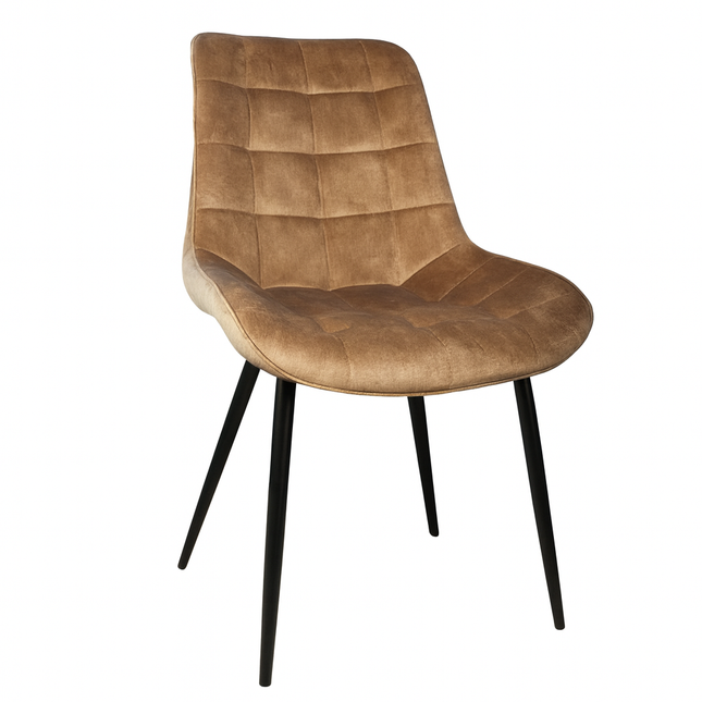 Eetkamerstoel cognac velvet de Vince