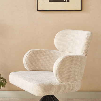 Eetkamerstoel draaibaar beige chenille Elinor