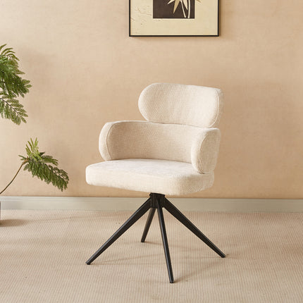 Eetkamerstoel draaibaar beige chenille Elinor