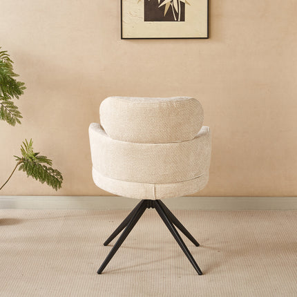 Eetkamerstoel draaibaar beige chenille Elinor
