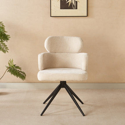 Eetkamerstoel draaibaar beige chenille Elinor