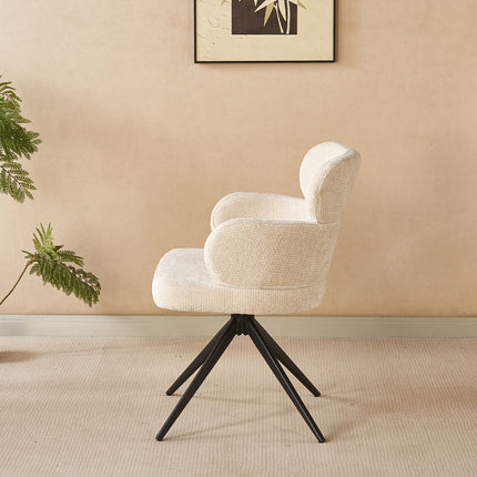 Eetkamerstoel draaibaar beige chenille Elinor