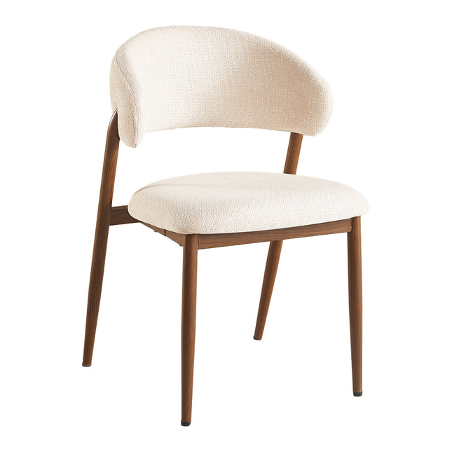 Eetkamerstoel Japandi beige Fabian walnoot