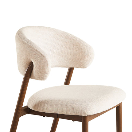 Eetkamerstoel Japandi beige Fabian walnoot