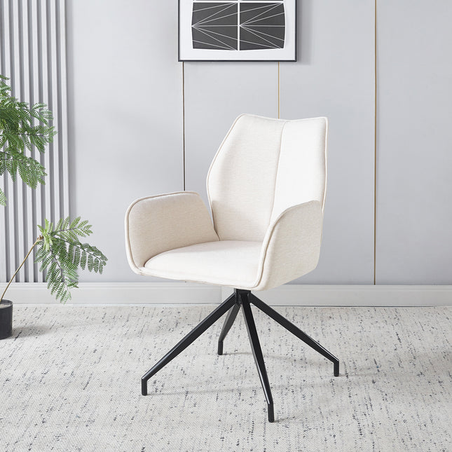 Eetkamerstoel draaibaar beige chenille Halix
