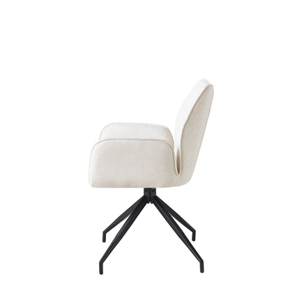 SET DEAL: 6 stuks Eetkamerstoel draaibaar beige chenille Halix