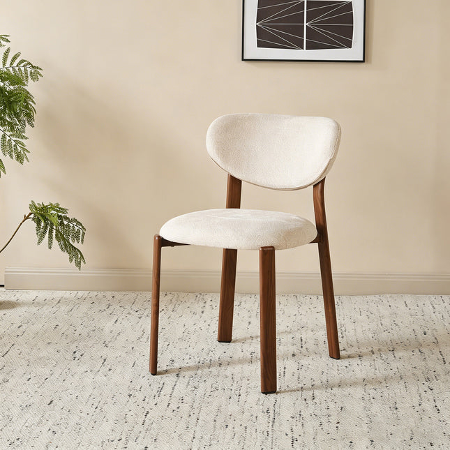 Eetkamerstoel Japandi beige Benja walnoot