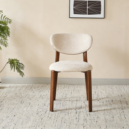 SET DEAL 6 stuks: Eetkamerstoel Japandi beige Benja walnoot