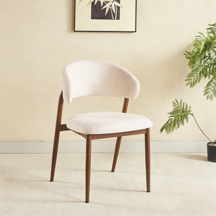 Eetkamerstoel Japandi beige Fabian walnoot