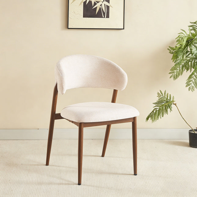 Eetkamerstoel Japandi beige Fabian walnoot