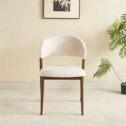 Eetkamerstoel Japandi beige Fabian walnoot